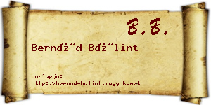 Bernád Bálint névjegykártya